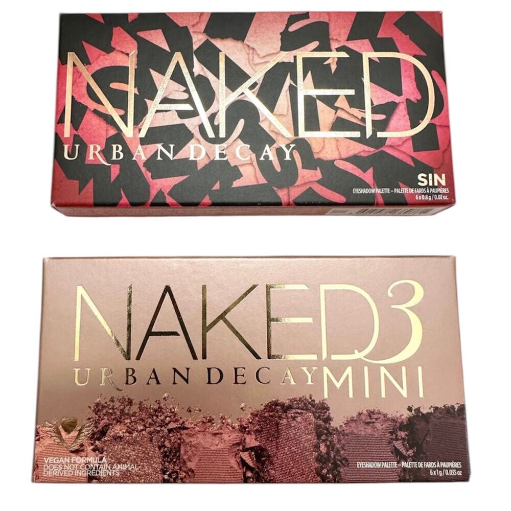 NEW URBAN DECAY 2 PC SET – Naked3 Soft Pink Eyeshadow Palette + Naked Sin
